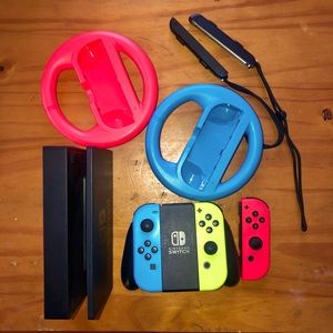 Nintendo, switch, dock, controllers, and other accessories